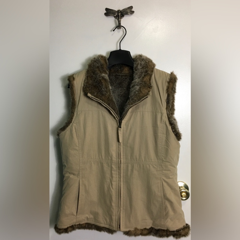 J. Jill Faux Fur Full Zip Vest